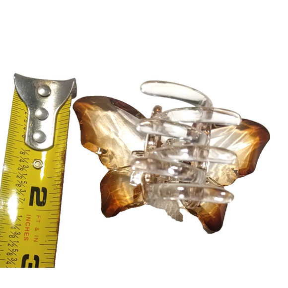 Butterfly Hair Clip Clasp Clear To Brown Hombre Plastic - Picture 5 of 6